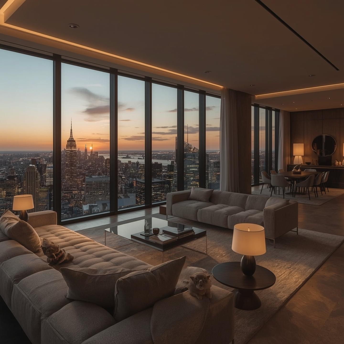 High-rise luxury apartment with panoramic skyline view – WCCRE urban real estate concept